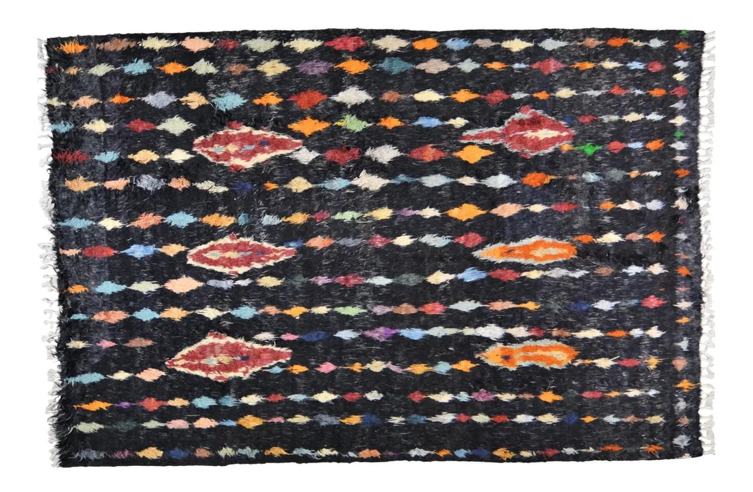 7'8" x 11'4" Wool Azilal Hand Knotted Moroccan Rug Contemporary Soft Texture: 7'8" x 11'4" Wool Azilal Hand Knotted Moroccan Rug Contemporary Soft Texture This Moroccan Azilal hand-knotted rug features natural colors, a contemporary style, and a soft texture. Made from wool, it