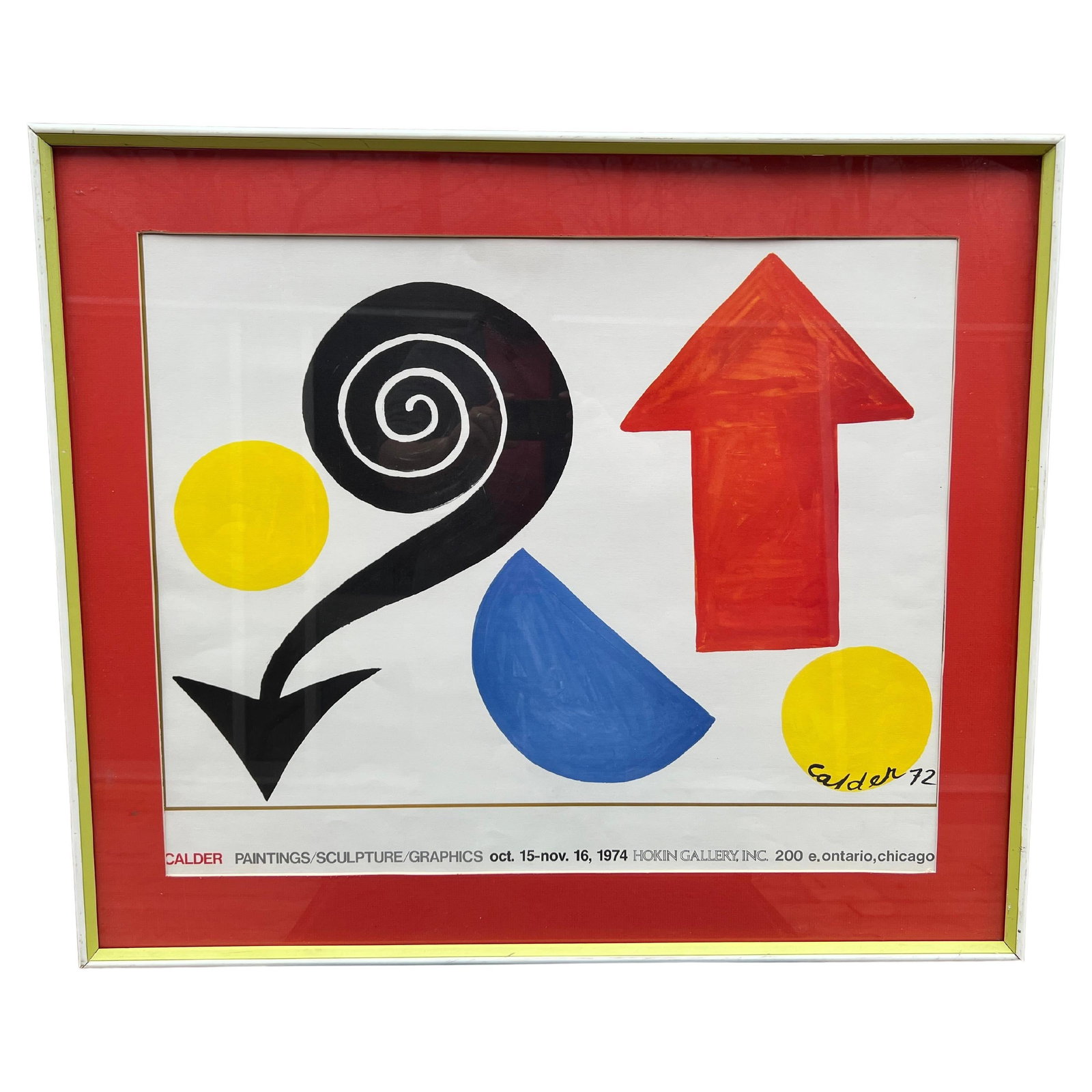 1974 Alexander Calder Exhibition Poster Paintings Sculpture Graphics: 1974 Alexander Calder Exhibition Poster Paintings Sculpture Graphics This 1974 exhibition poster features the works of renowned Modernist artist Alexander Calder, showcasing a blend of his paintings, 