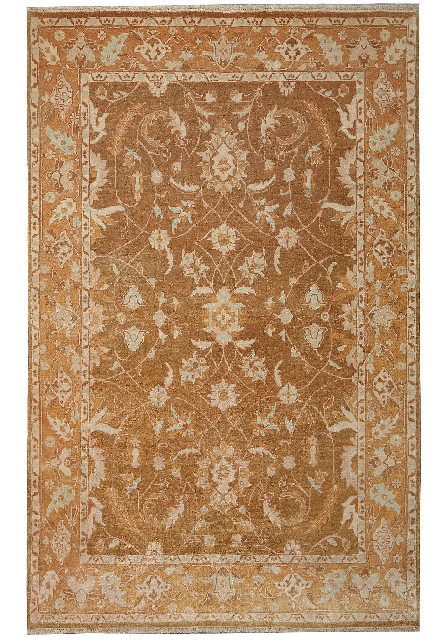 6 x 8.9 Hand-Knotted Agra Rug Honey Brown: 6 x 8.9 Hand-Knotted Agra Rug Honey Brown Free continental US Shipping Elevate your space with this exquisite 5.10 x 8.9 Army Brown Handmade Agra Rug. Crafted with attention to detail, this rug showca