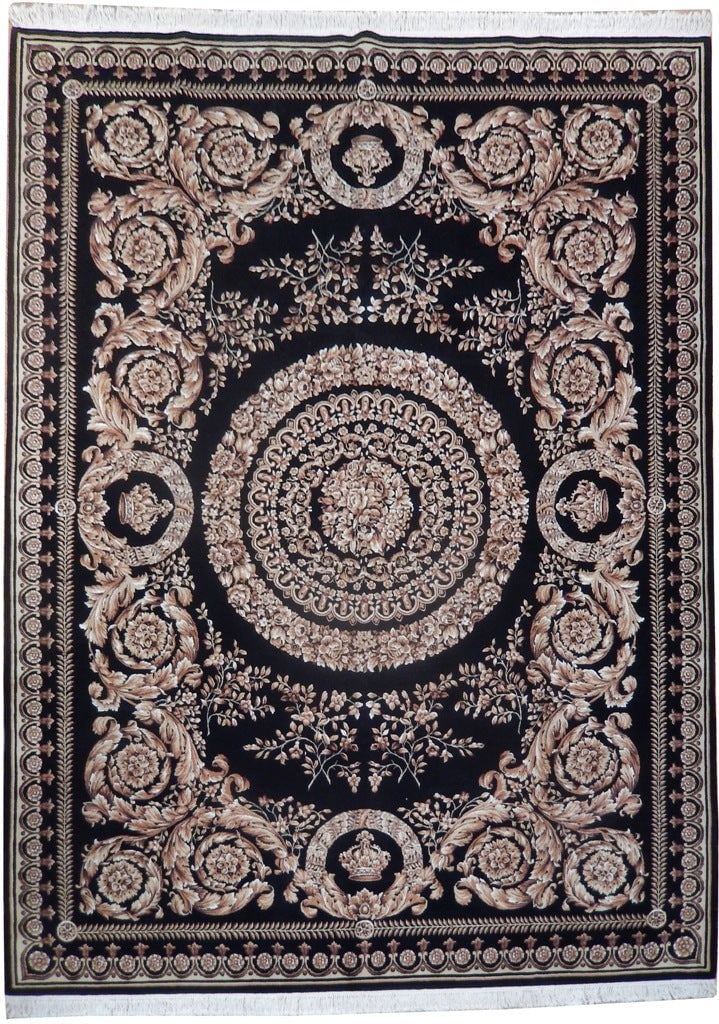 Elegant Black Sino Savonnerie Handmade Rug 9.2 x 12.2 ft: Elegant Black Sino Savonnerie Handmade Rug 9.2 x 12.2 ft Free continental US Shipping Enhance your space with this exquisite 9.2 x 12.2 Black Sino Savonnerie Handmade Rug, crafted to perfection. This 