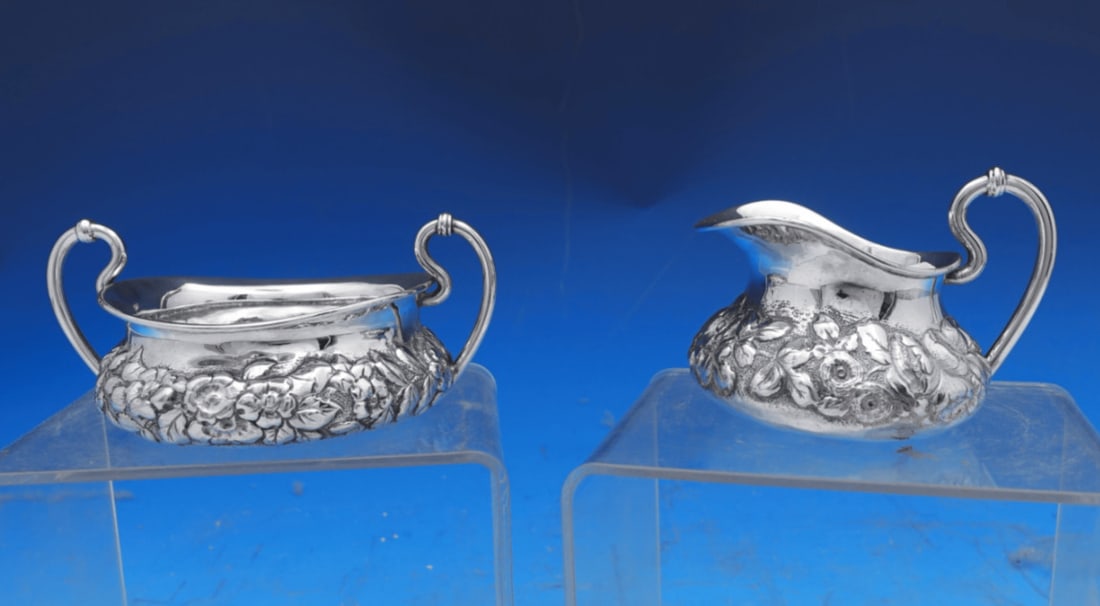 Shiebler Flora Sterling Silver 2 Piece Sugar Creamer Set (1 of 8)