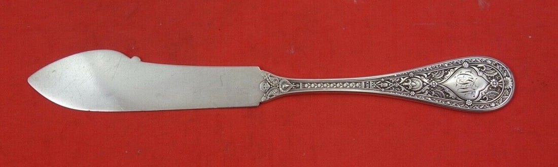Whiting Persian Sterling Silver Master Butter Knife 6.5" Monogrammed: Whiting Persian Sterling Silver Master Butter Knife 6.5" Monogrammed This exquisite master butter knife features a flat handle design from the Persian pattern by Whiting. Crafted from sterling silver,