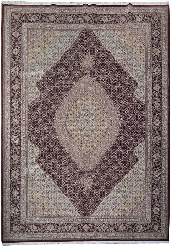 9.9 x 13.9 Handmade Wool Silk Sino Tabriz Mahi Rug Berry Red: 9.9 x 13.9 Handmade Wool Silk Sino Tabriz Mahi Rug Berry Red Free continental US Shipping Transform your living space with this exquisite 9.9 x 13.9 Wool & Silk Tabriz Mahi Rug, a striking blend of lu