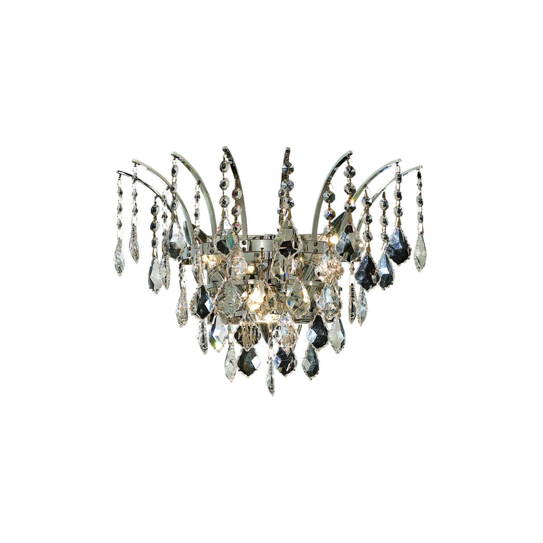 Victoria 3 Light Chrome Crystal Wall Sconce 16 inch: Victoria 3 Light Chrome Crystal Wall Sconce 16 inch This pre-owned Victoria Collection wall sconce features a modern Empire style with a polished chrome finish and royal cut clear crystal accents. Des