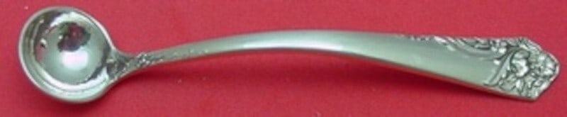 Amston Sterling Silver Ecstasy Mustard Ladle Custom Made 4 5/8": Amston Sterling Silver Ecstasy Mustard Ladle Custom Made 4 5/8" Discover the exquisite craftsmanship of the Ecstasy pattern by Amston with this custom-made sterling silver mustard ladle. Measuring 4 5