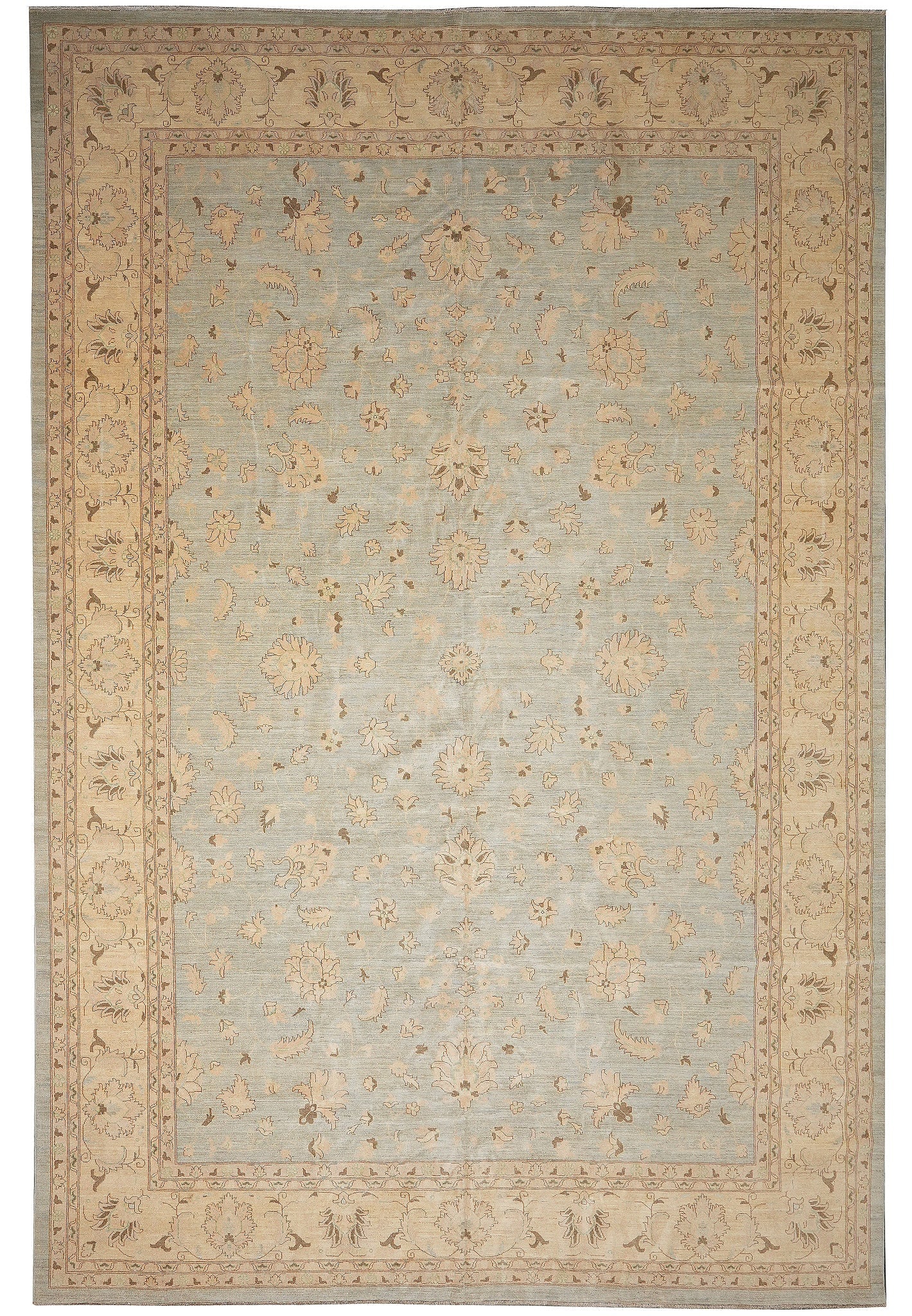 12 x 17.9 Light Blue Chobi Peshawar Hand Knotted Wool Area Rug: 12 x 17.9 Light Blue Chobi Peshawar Hand Knotted Wool Area Rug Free continental US Shipping This 12 x 17.9 Chobi Peshawar Quality Rug is a handmade piece crafted by skilled artisans using traditional 