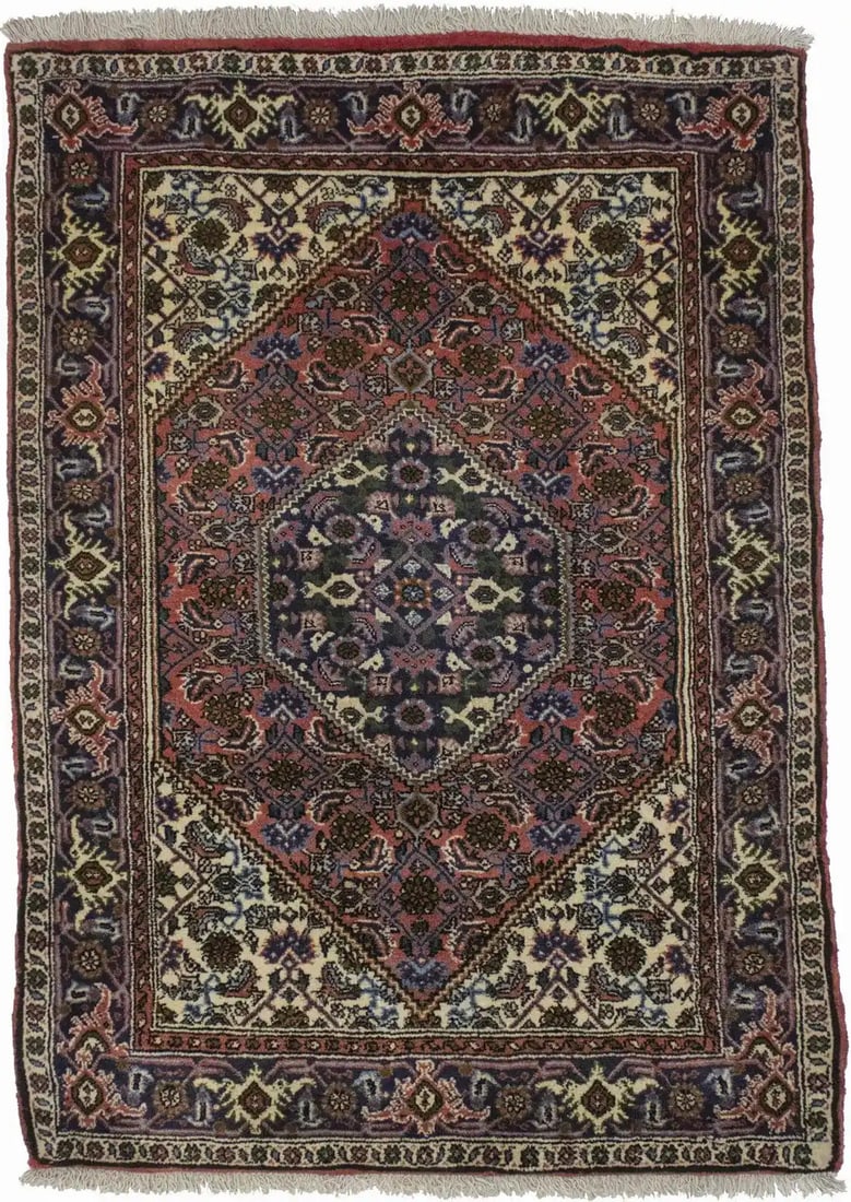 Handmade Vintage Wool Floral Area Rug Tribal 2'8 x 3'10 Entryway Carpet: Handmade Vintage Wool Floral Area Rug Tribal 2'8 x 3'10 Entryway Carpet This is a rare, hand-knotted Oriental area rug featuring a floral pattern in shades of bittersweet red, cream, green, olive, blu