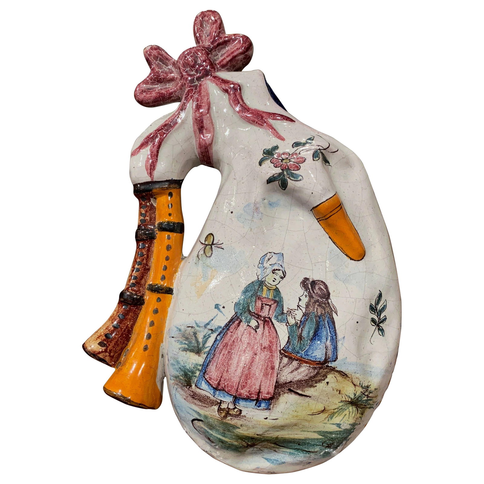 Quimper PB Mark Breton Bagpipe Faience Wall Vase (1 of 8)