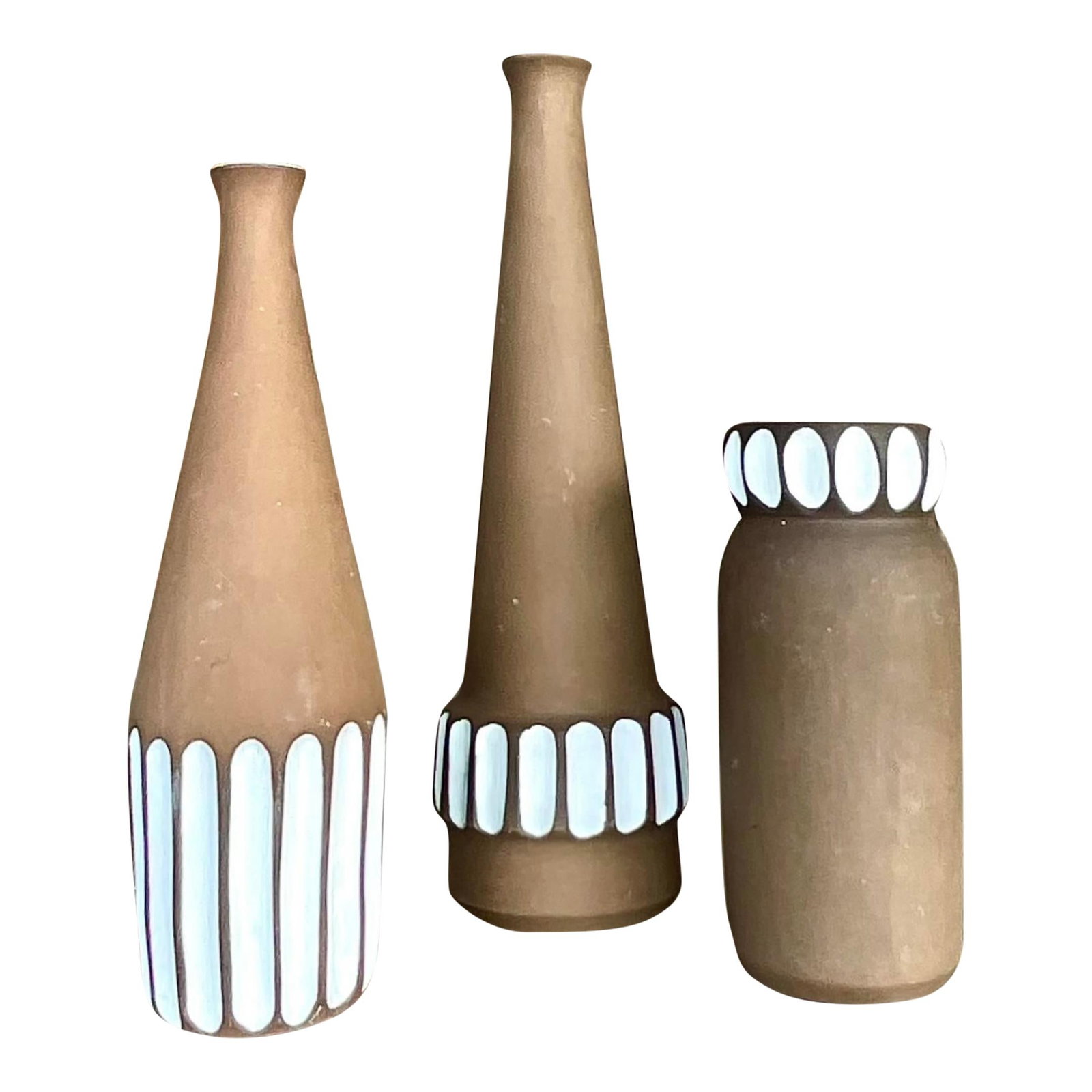 Set of 3 Vintage Boho Studio Pottery Vases Rustic Charm (1 of 5)