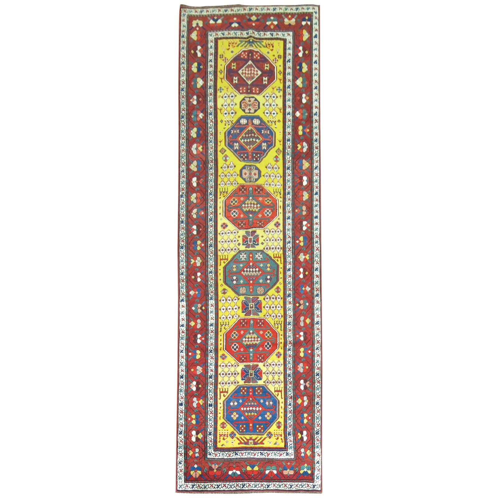 Vibrant Yellow Handwoven Early 20th Century Caucasian Karabagh Runner (1 of 9)