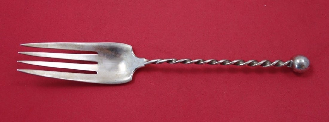 Whiting Sterling Silver Twist & Ball Cold Meat Fork 9.5 Inches: Whiting Sterling Silver Twist & Ball Cold Meat Fork 9.5 Inches This exquisite cold meat fork from Whiting is crafted from sterling silver and features a classic twist and ball design. Measuring 9 1/2 