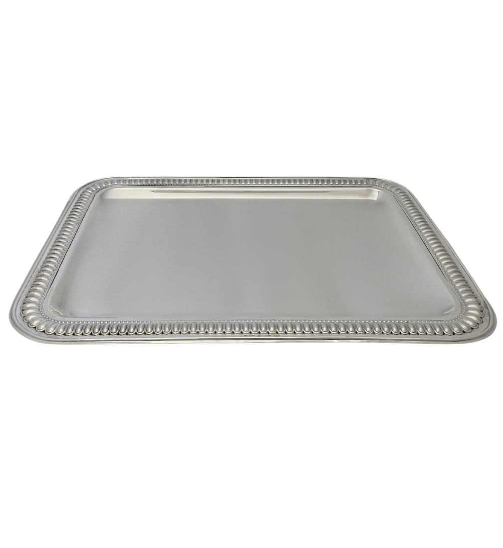 Italian 925 Sterling Silver Rectangular Tray Pearl Design Handmade (1 of 3)
