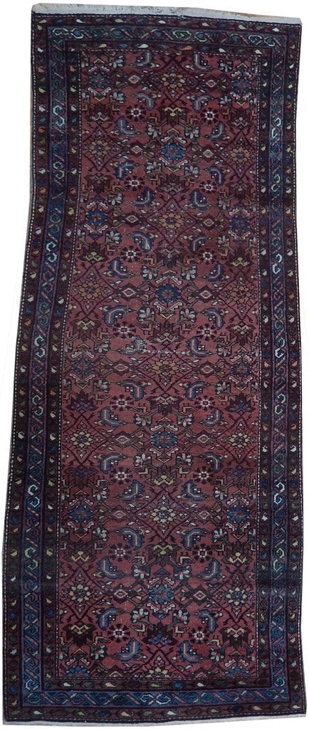 Salmon Antique Persian Herati Runner 3'4 x 9'6 Handcrafted Area Rug (1 of 5)