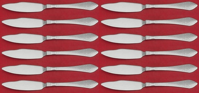 Georg Jensen Continental Sterling Silver Fish Knives Set of 12 8 1/4 (1 of 4)