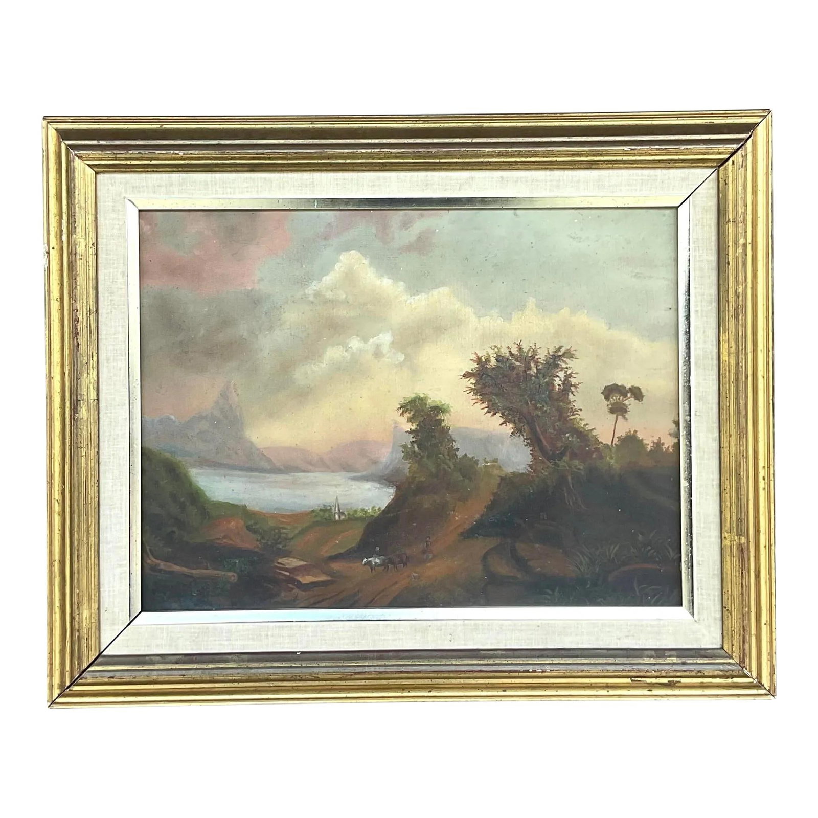 Vintage Traditional Landscape Oil Painting on Canvas 20.75 x 17 Blue: Vintage Traditional Landscape Oil Painting on Canvas 20.75 x 17 Blue Enhance your home decor with this Vintage Traditional Original Landscape Oil Painting on Canvas. This exquisite artwork beautifully