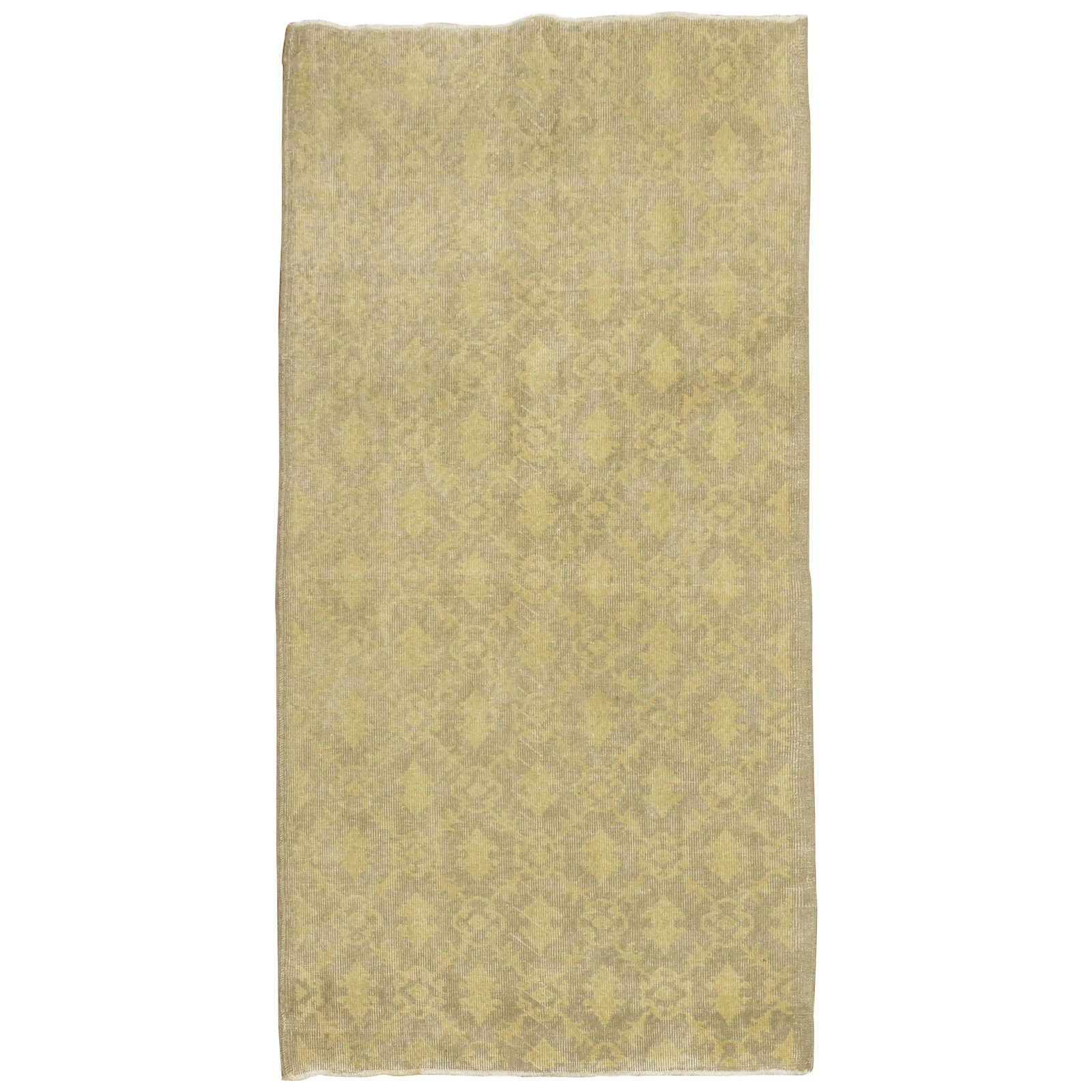 Mid Century Turkish Konya Wool Runner 40 x 77 in: Mid Century Turkish Konya Wool Runner 40 x 77 in This one-of-a-kind vintage Turkish Konya runner features a hand-woven wool construction in elegant gray and gold-yellow tones. Reflecting a Mid-Century
