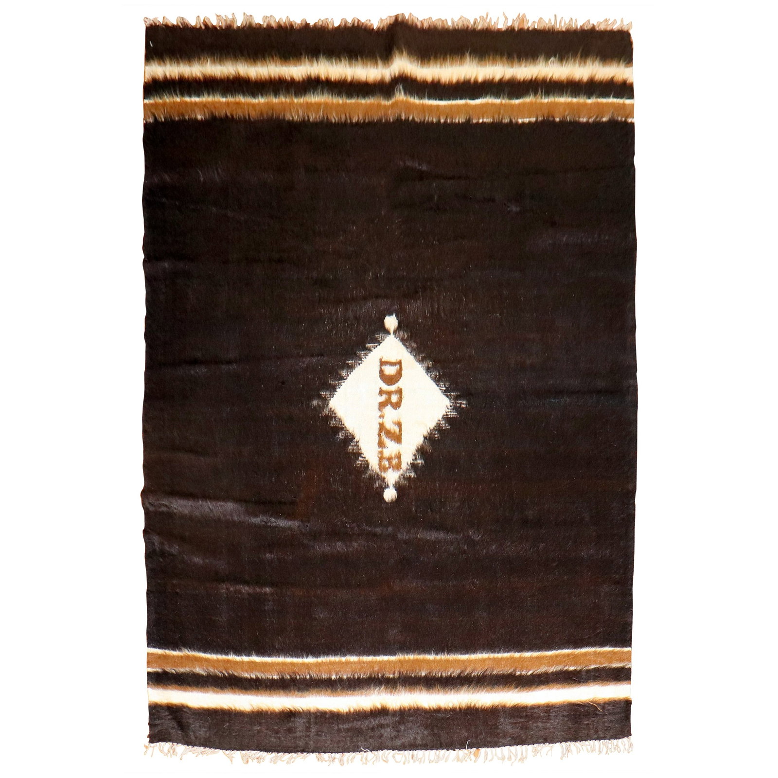 Signed Vintage Turkish Mohair Rug Black Ivory Dr ZB 58x68 Modern: Signed Vintage Turkish Mohair Rug Black Ivory Dr ZB 58x68 Modern This exquisite signed Turkish Mohair Rug showcases a blend of modern style and traditional craftsmanship. Hand-woven from luxurious bla