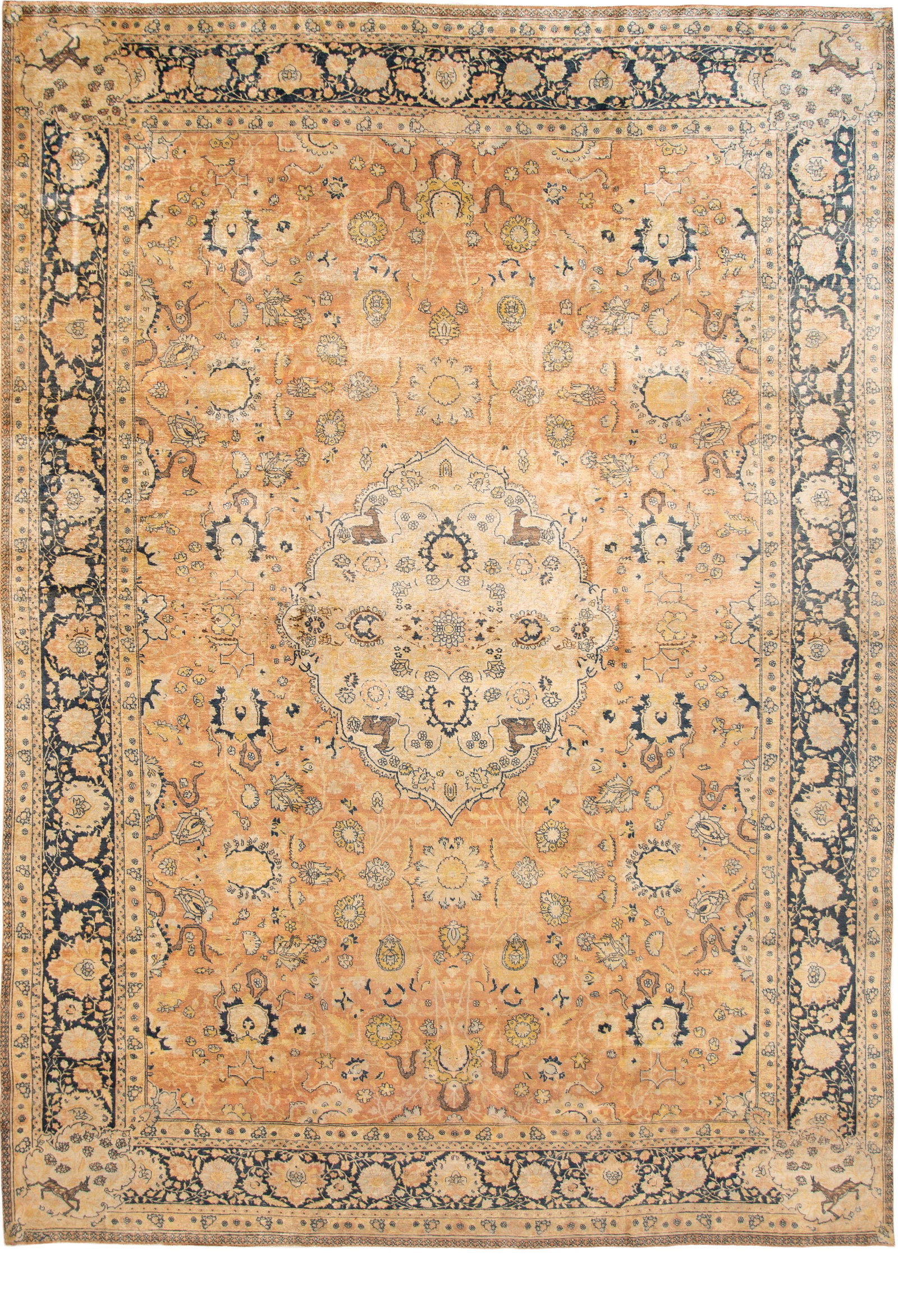 Antique Agra Handmade Wool Rug Medallion Design Peach Oversize 11'8 x 16': Antique Agra Handmade Wool Rug Medallion Design Peach Oversize 11'8 x 16' This stunning antique Agra rug showcases a hand-knotted wool construction featuring a captivating medallion floral design set 