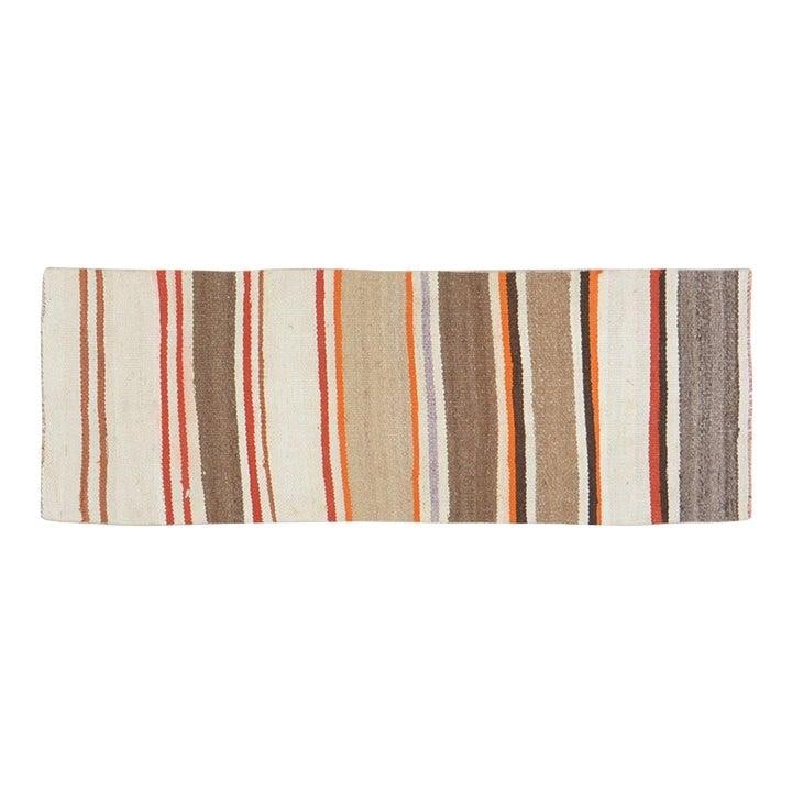 Handwoven Anatolian Wool Kilim Rug Brown 2'3" x 6'4": Handwoven Anatolian Wool Kilim Rug Brown 2'3" x 6'4" This vintage Turkish Anatolian kilim rug is hand woven from wool, featuring natural colors and a soft texture. The rug displays a tribal Kurdish fl