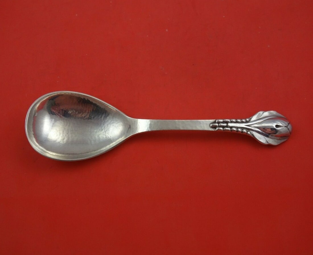 Evald Nielsen Crocus Pattern Sterling Silver Serving Spoon 9 3/4" (1 of 3)