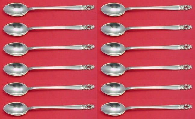 Gorham Sovereign Hispana Sterling Silver 12-Piece Iced Tea Spoon Set: Gorham Sovereign Hispana Sterling Silver 12-Piece Iced Tea Spoon Set Enhance your dining experience with this exquisite 12-piece iced tea spoon set in the Sovereign Hispana pattern by Gorham. Crafted 