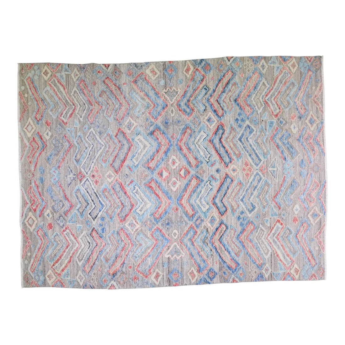 Gray Wool Hand Knotted Rug with Primitive Motif 9'X12'3" (1 of 4)