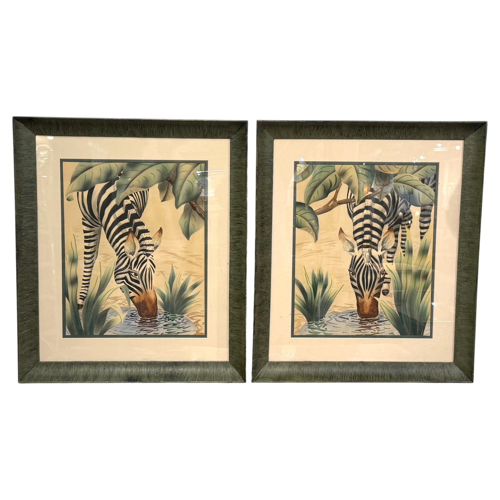 Shirrell Graves Zebra Gouache Pair in Green Frames (1 of 16)