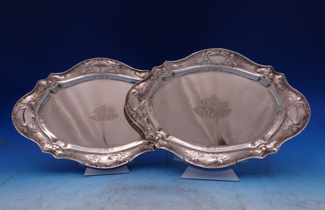 Gorham Martele footed condiment tray pair .950 sterling silver #4740 (1 of 7)