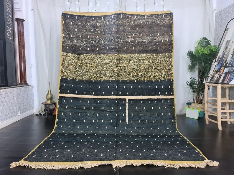 Handmade Moroccan Berber Wool Rug Night Stars Design 9.84 x 6.56 Feet: Handmade Moroccan Berber Wool Rug Night Stars Design 9.84 x 6.56 Feet Enhance your living space with this luxurious, artistic handmade Moroccan Berber wool rug. Featuring a unique design inspired by t