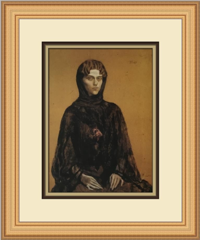 Pablo Picasso Portrait of Gaby Baur Custom Framed Art Print: Pablo Picasso Portrait of Gaby Baur Custom Framed Art Print This stunning custom framed print features Pablo Picasso's iconic work, "Portrait of Gaby Baur," a remarkable representation of Abstract Cub