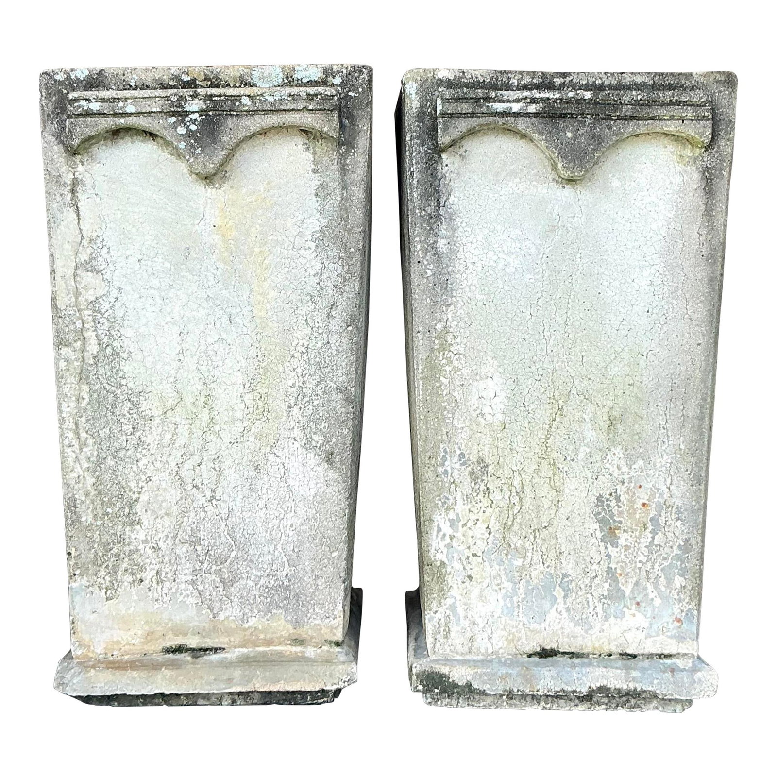 Pair of Vintage Boho Concrete Arch Planters Dove Gray (1 of 9)