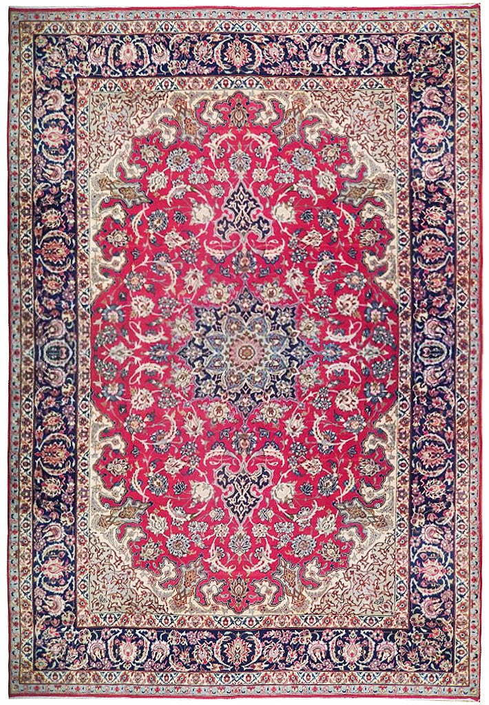10 x 15.5 Red Handmade Semi-Antique Persian Wool Rug Esfahan: 10 x 15.5 Red Handmade Semi-Antique Persian Wool Rug Esfahan Free continental US Shipping Discover the beauty of this 10' x 15.5' Red Handmade Semi-Antique Persian Najafabad Esfahan Wool Rug, meticulo