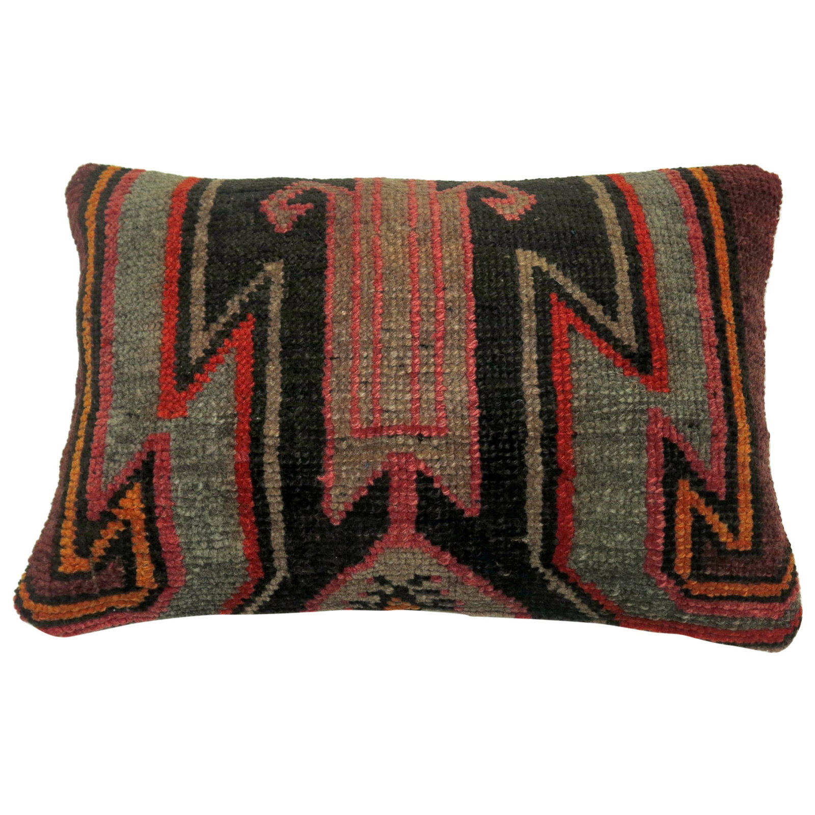 Vintage Turkish Kars Rug Pillow 15 x 23 Lumbar: Vintage Turkish Kars Rug Pillow 15 x 23 Lumbar Vintage Turkish Kars lumbar rug pillow made from a vintage Turkish Kars rug. It features a tribal style and is made with cotton, foam, and wool. Originat