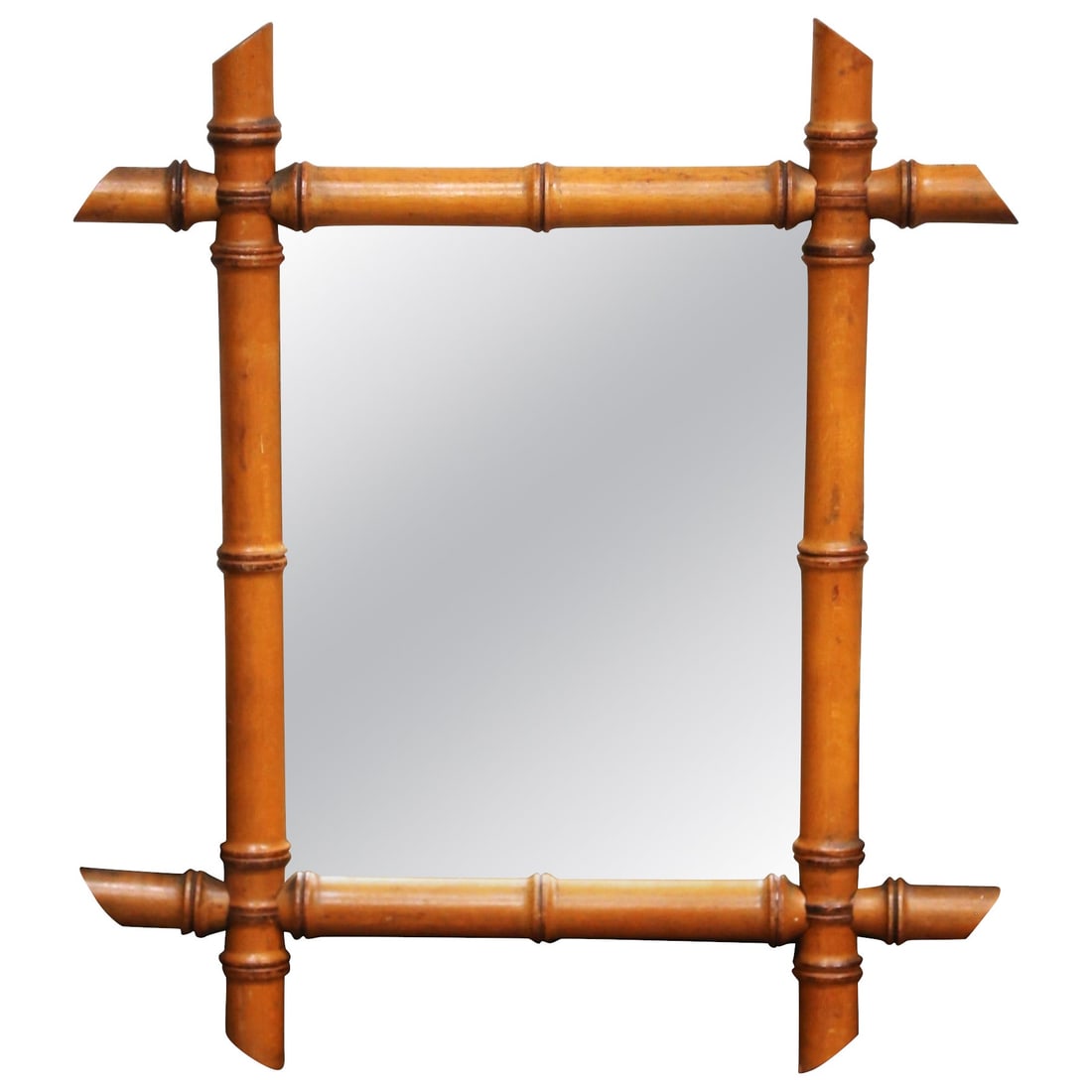 French Faux Bamboo Mercury Glass Mirror 18 x 15.75 in (1 of 6)