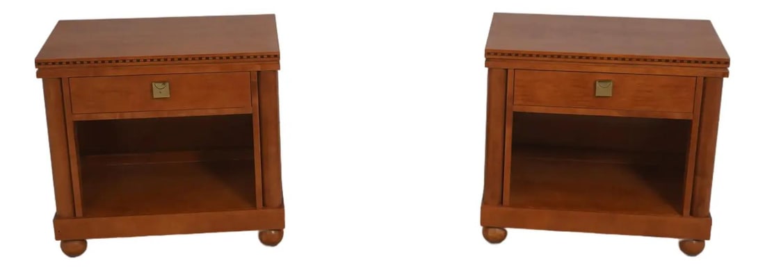 Set of Two Maple Genesis Collection Nightstands with Inlay and Drawer (1 of 10)