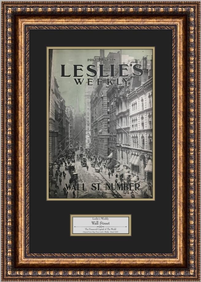 1902 Wall Street Leslie's Weekly Custom Framed Cover Page with Plaque (1 of 3)