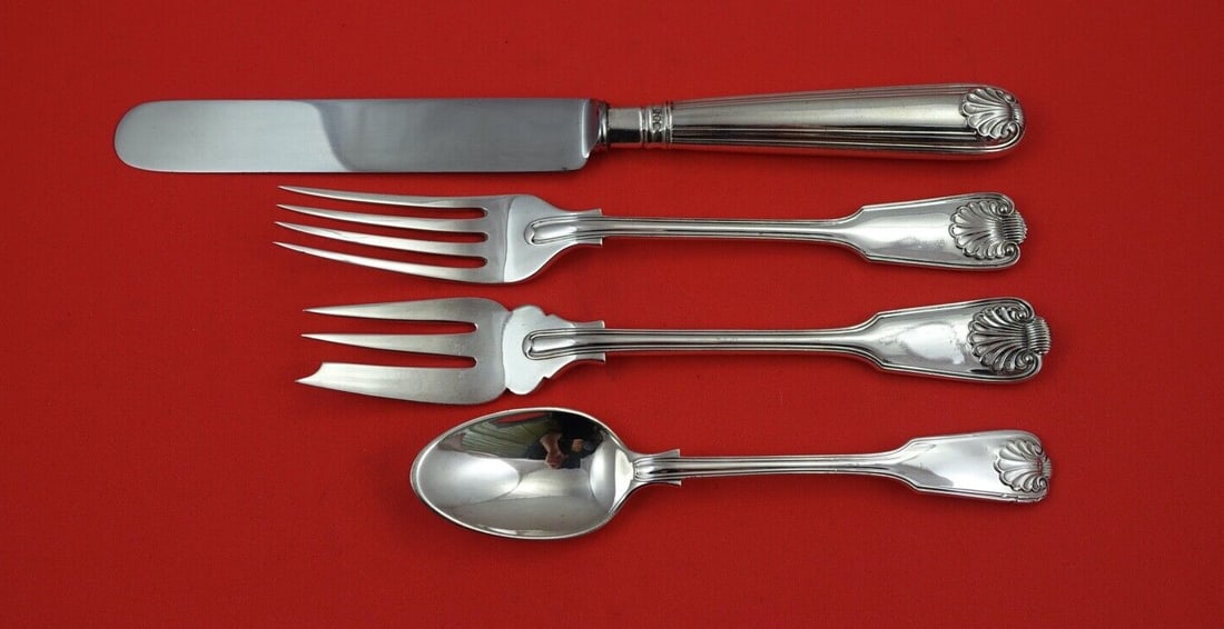 Spaulding and Co Fiddle and Shell Sterling Silver 4-Pc Place Setting (1 of 2)
