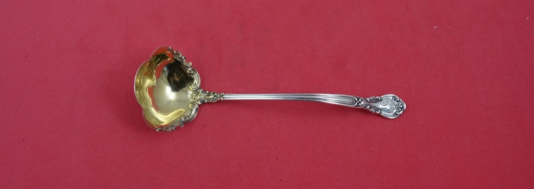 Gorham Chantilly Sterling Silver Mayonnaise Ladle 5.5" Gold Washed Lacing (1 of 2)