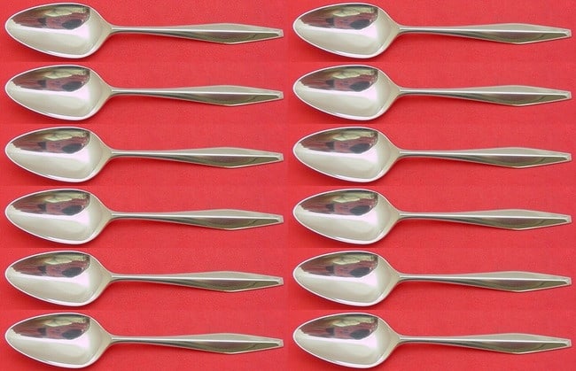 Reed and Barton Diamond Sterling Silver 12-Piece Teaspoon Set: Reed and Barton Diamond Sterling Silver 12-Piece Teaspoon Set Enhance your dining experience with this exquisite 12-piece Sterling Silver Teaspoon Set from Reed and Barton, featuring the elegant Diamo