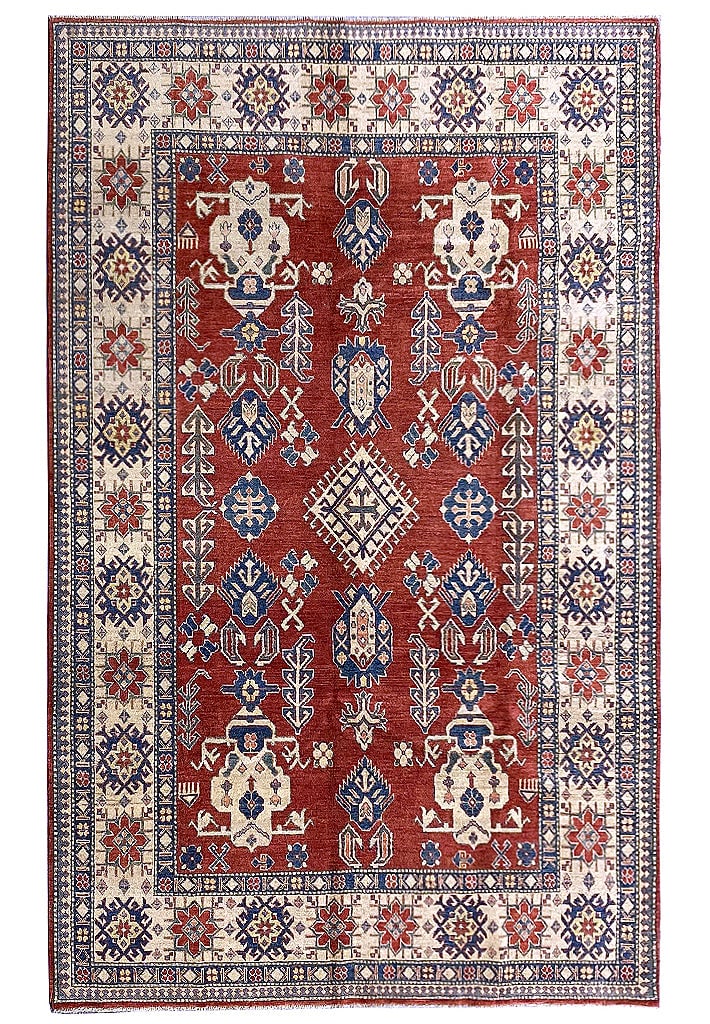 Super Kazak 6.8 x 9.9 Quality Silky Wool Area Rug: Super Kazak 6.8 x 9.9 Quality Silky Wool Area Rug Free continental US Shipping Discover the exquisite craftsmanship of this Super Kazak rug, measuring 6.8 x 9.9 feet. Made from high-quality silky wool