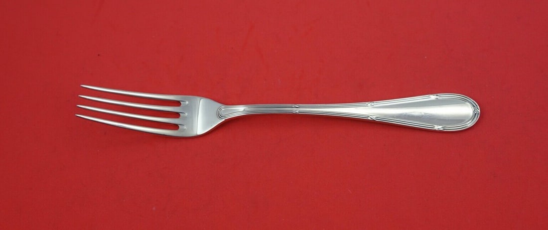 Buccellati Parma Sterling Silver Dinner Fork 8 1/8": Buccellati Parma Sterling Silver Dinner Fork 8 1/8" This exquisite Parma dinner fork by Buccellati is crafted from high-quality sterling silver, measuring 8 1/8" in length. The fork features the elega