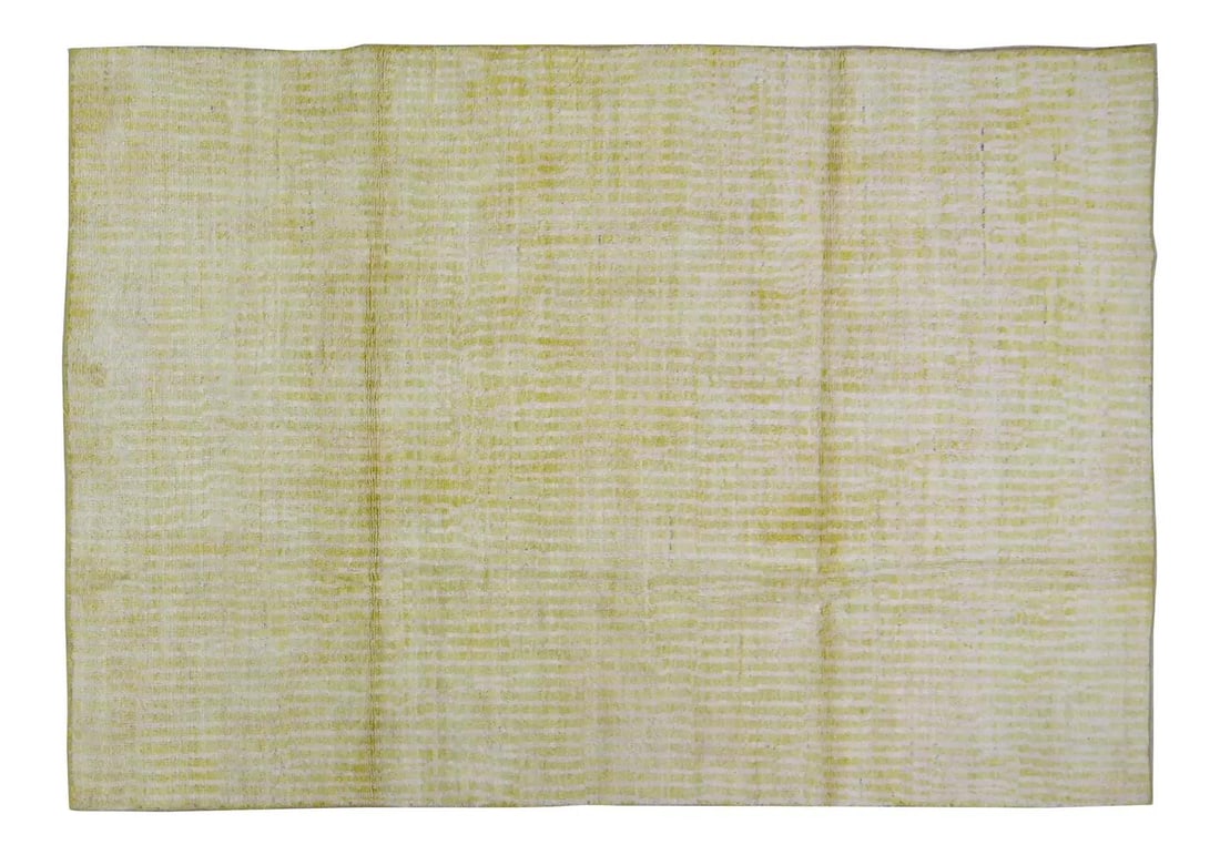 5'8" x 8'4" Wool Azilal Rug Moroccan Contemporary Soft Yellow: 5'8" x 8'4" Wool Azilal Rug Moroccan Contemporary Soft Yellow This Moroccan Azilal rug features a hand-knotted construction with natural colors and a contemporary style. Made from wool, it offers a so