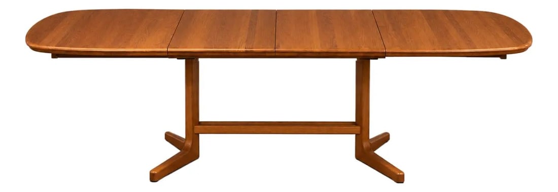 Mid Century Teak Pedestal Dining Table with 2 Leaves Denmark (1 of 9)