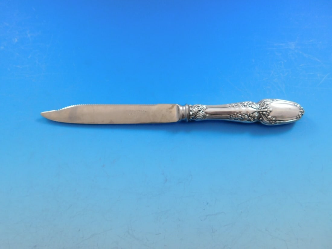 Tiffany & Co. Broom Corn Sterling Silver Fruit Knife 7.25 Serrated Blade (1 of 4)