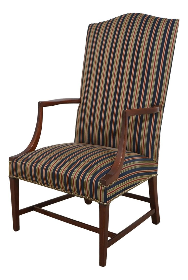 Kittinger CW-13 Colonial Williamsburg Mahogany Lolling Chair with Boxwood Inlay: Kittinger CW-13 Colonial Williamsburg Mahogany Lolling Chair with Boxwood Inlay Discover this exquisite Kittinger CW-13 Colonial Williamsburg Lolling Chair, expertly crafted as a reproduction of a 179