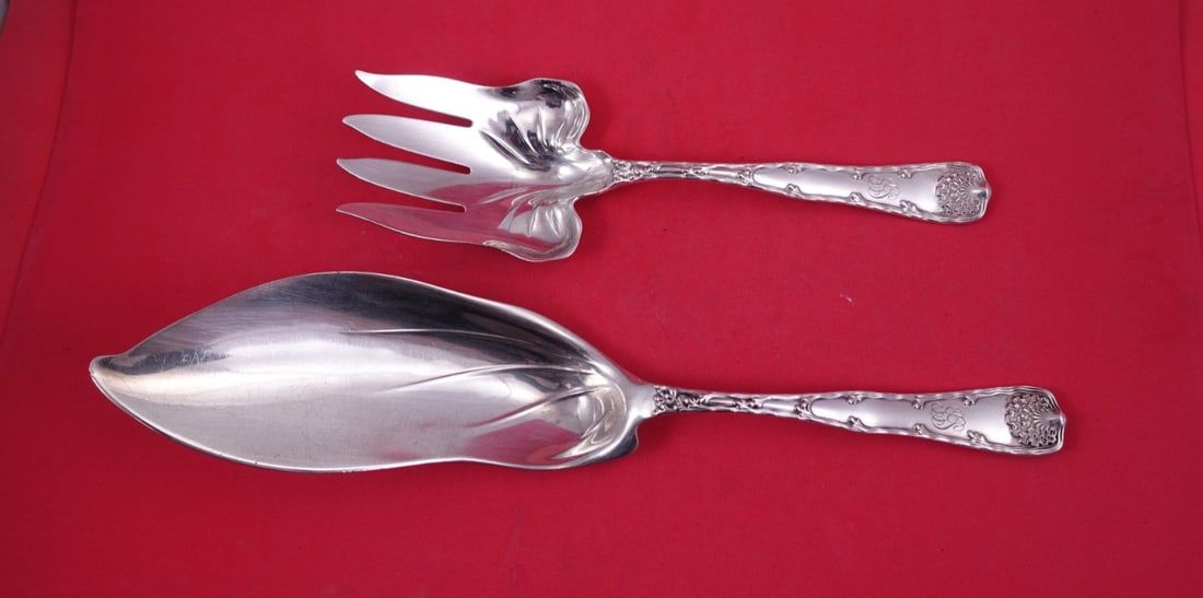Tiffany Wave Edge Sterling Silver Fish Serving Set 2 Piece (1 of 2)