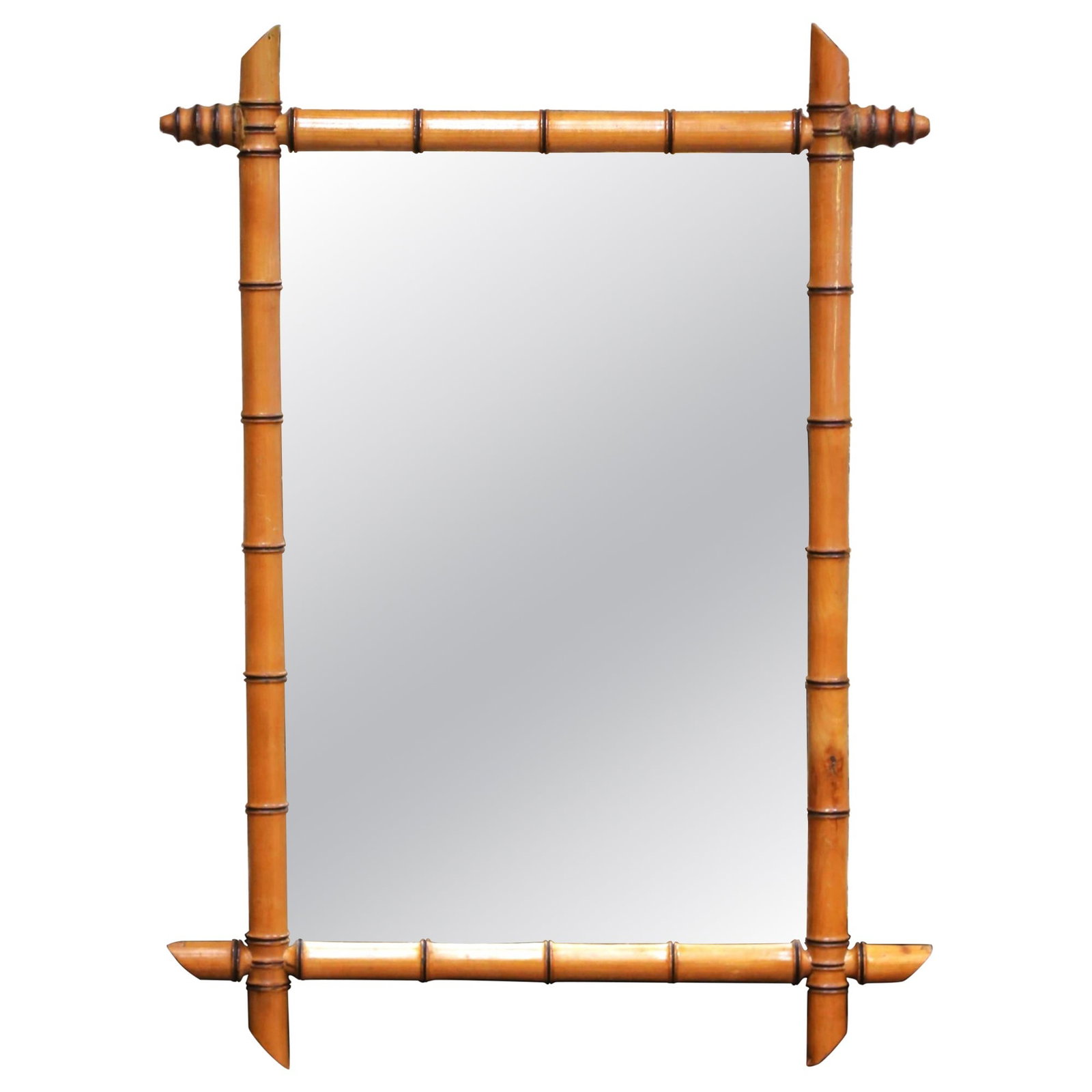 French Country Walnut Faux Bamboo Wall Mirror circa 1920 (1 of 6)