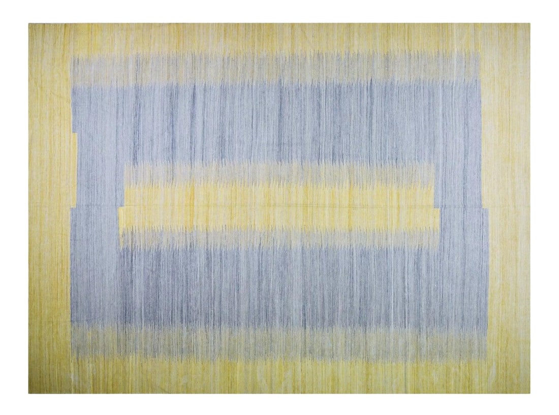 Handwoven Mazandaran Wool Kilim Rug with Geometric Motifs 10'x13'7": Handwoven Mazandaran Wool Kilim Rug with Geometric Motifs 10'x13'7" This vintage Mazandaran kilim is a hand-woven tribal rug crafted from organic wool and features natural colors with a geometric patt