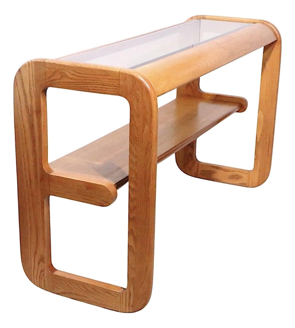 Lou Hodges oak and glass console table circa 1970s (1 of 10)