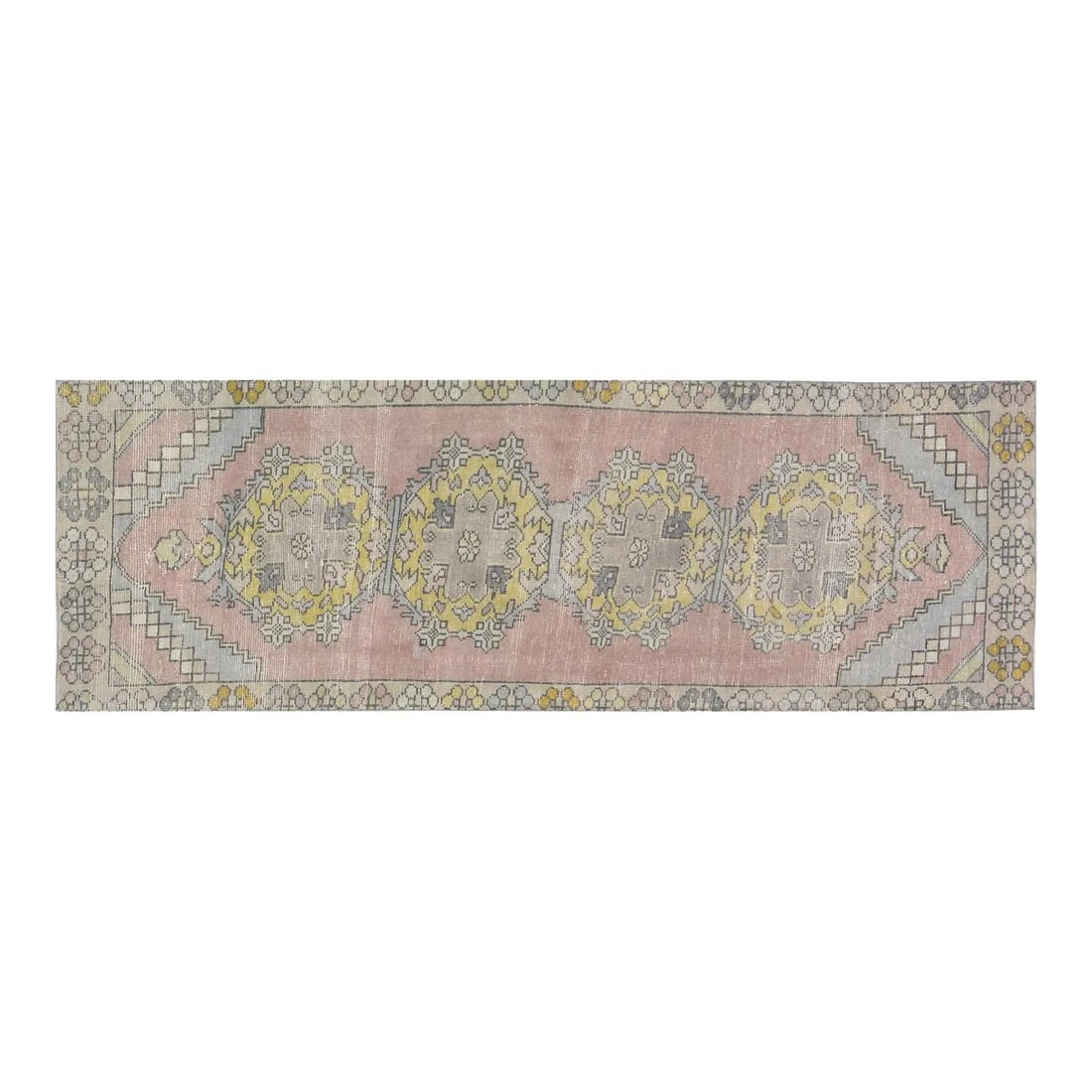 Handmade Turkish Wool Runner Rug 2'9 x 8'6 Traditional Design: Handmade Turkish Wool Runner Rug 2'9 x 8'6 Traditional Design This vintage Turkish hand-knotted wool rug is crafted using traditional techniques, offering a blend of timeless artistry and modern desig